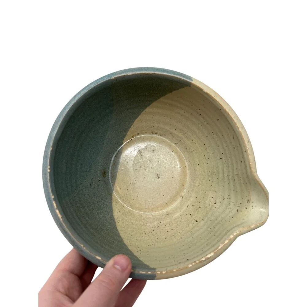 Nantucket Home Ceramic Mixing Bowls Set Blue Beige Two Tone Ribbed Farmhouse Kit